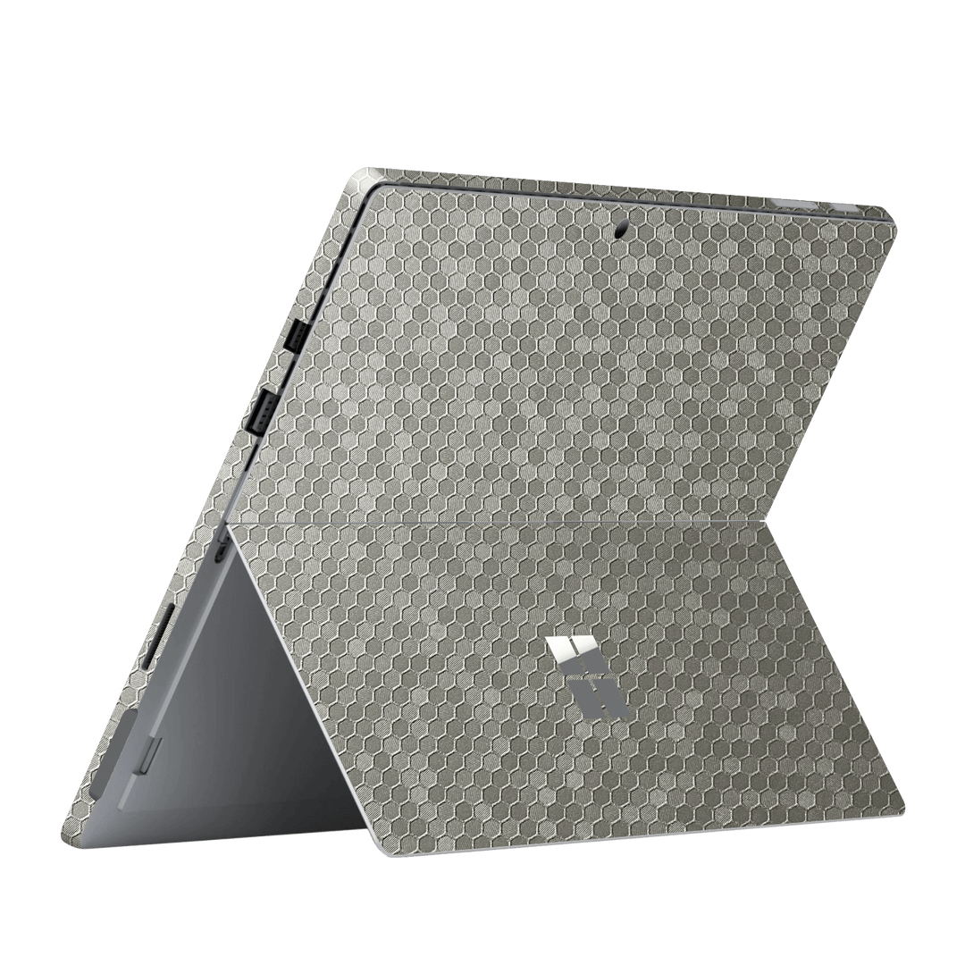 Microsoft Surface Pro (2017) Luxuria Silver Honeycomb 3D Textured Skin Wrap Sticker Decal Cover Protector by EasySkinz