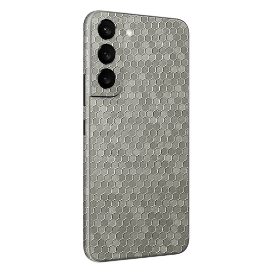 Samsung Galaxy S22 Luxuria Silver Honeycomb 3D Textured Skin Wrap Decal Cover Protector by EasySkinz | EasySkinz.com