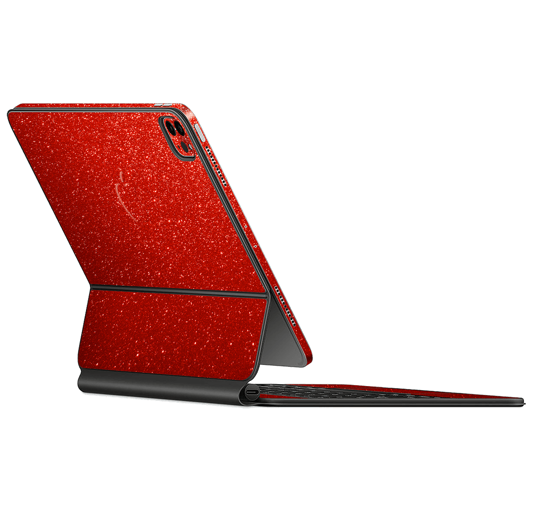 Apple Magic Keyboard for iPad Pro 11" (Gen 1-2) Diamond RED Glitter Shimmering Skin Wrap Sticker Decal Cover Protector by EasySkinz