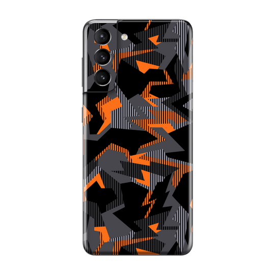 Samsung Galaxy S21+ PLUS Print Printed Custom SIGNATURE Sharp-Edged Orange Camo Camouflage Skin Wrap Sticker Decal Cover Protector by EasySkinz | EasySkinz.com