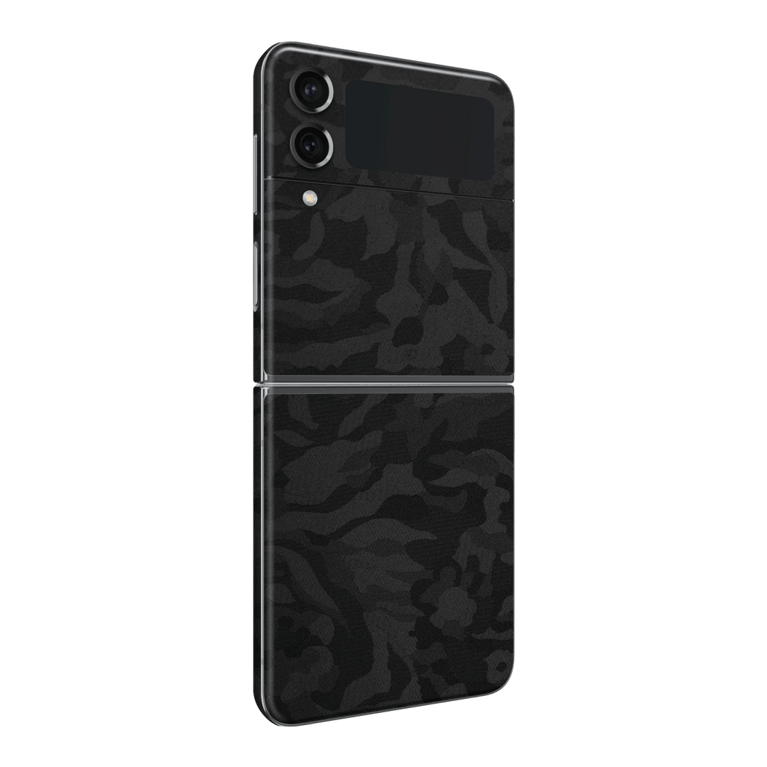 Samsung Galaxy Z Flip 4 (2022) Luxuria Black 3D Textured Camo Camouflage Skin Wrap Sticker Decal Cover Protector by EasySkinz | EasySkinz.com