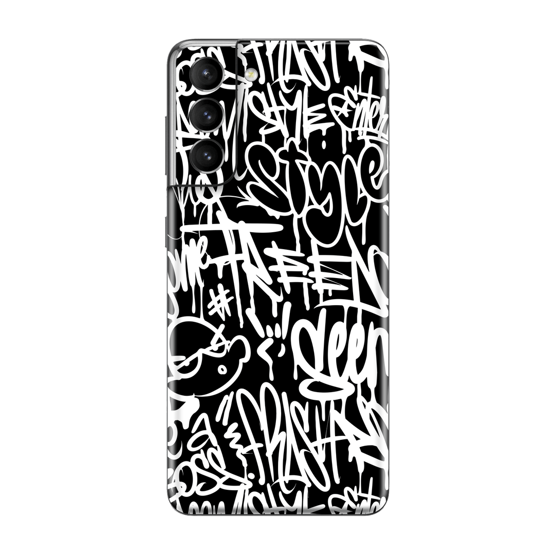 Samsung Galaxy S21 Print Printed Custom SIGNATURE Monochrome Black and WhiteGraffiti Skin Wrap Sticker Decal Cover Protector by EasySkinz | EasySkinz.com