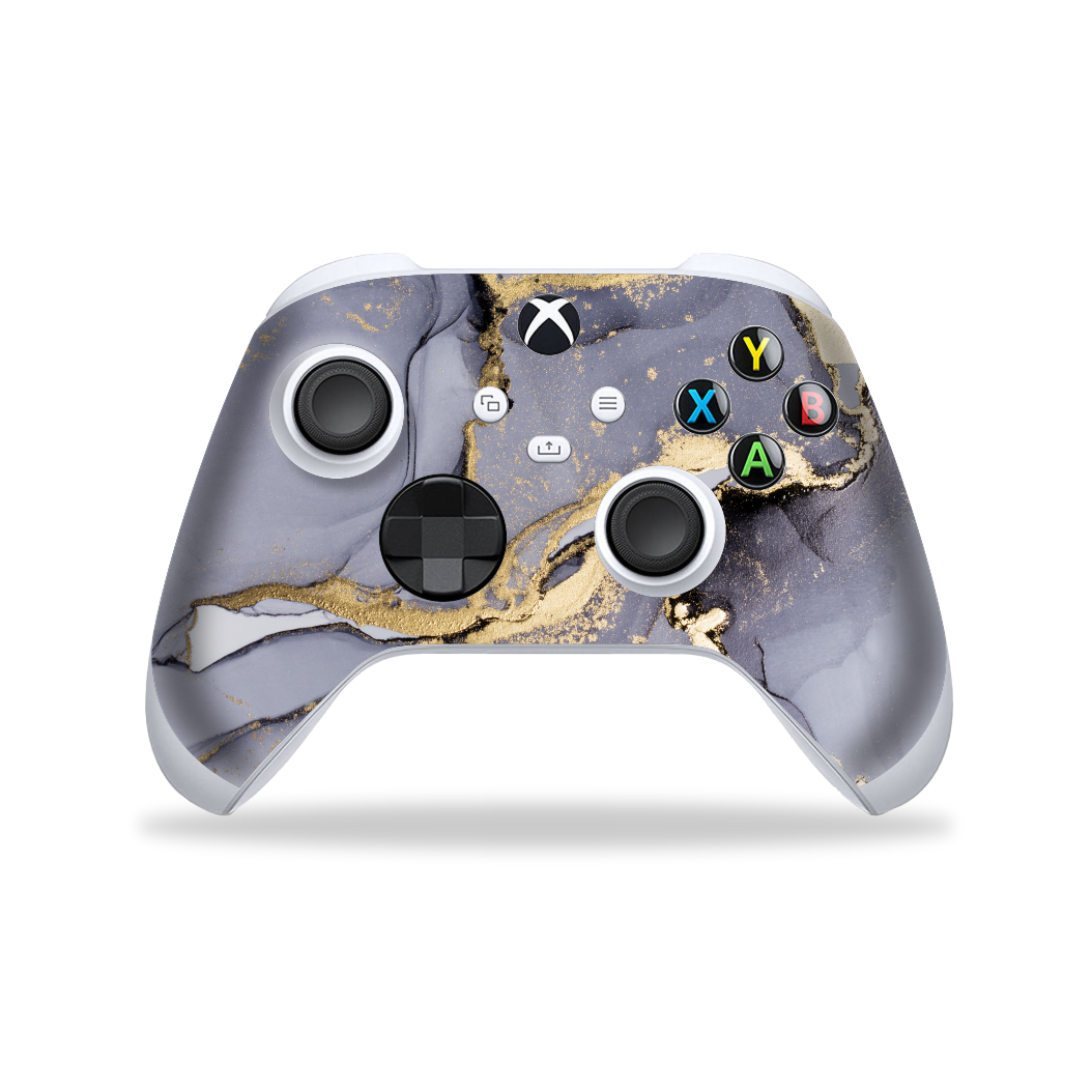 XBOX Series S CONTROLLER Skin - Print Printed Custom Signature AGATE GEODE Pastel Grey-Gold Skin, Wrap, Decal, Protector, Cover by EasySkinz | EasySkinz.com