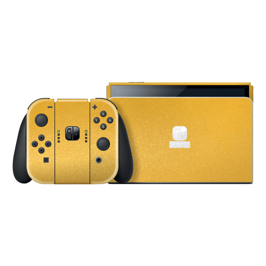 Nintendo Switch OLED Yellow Metallic Matt Matte Skin Wrap Sticker Decal Cover Protector by EasySkinz | EasySkinz.com