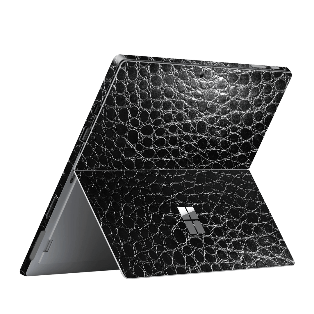 Microsoft Surface Pro 6 Luxuria Black Leather Alligator 3D Textured Skin Wrap Sticker Decal Cover Protector by EasySkinz