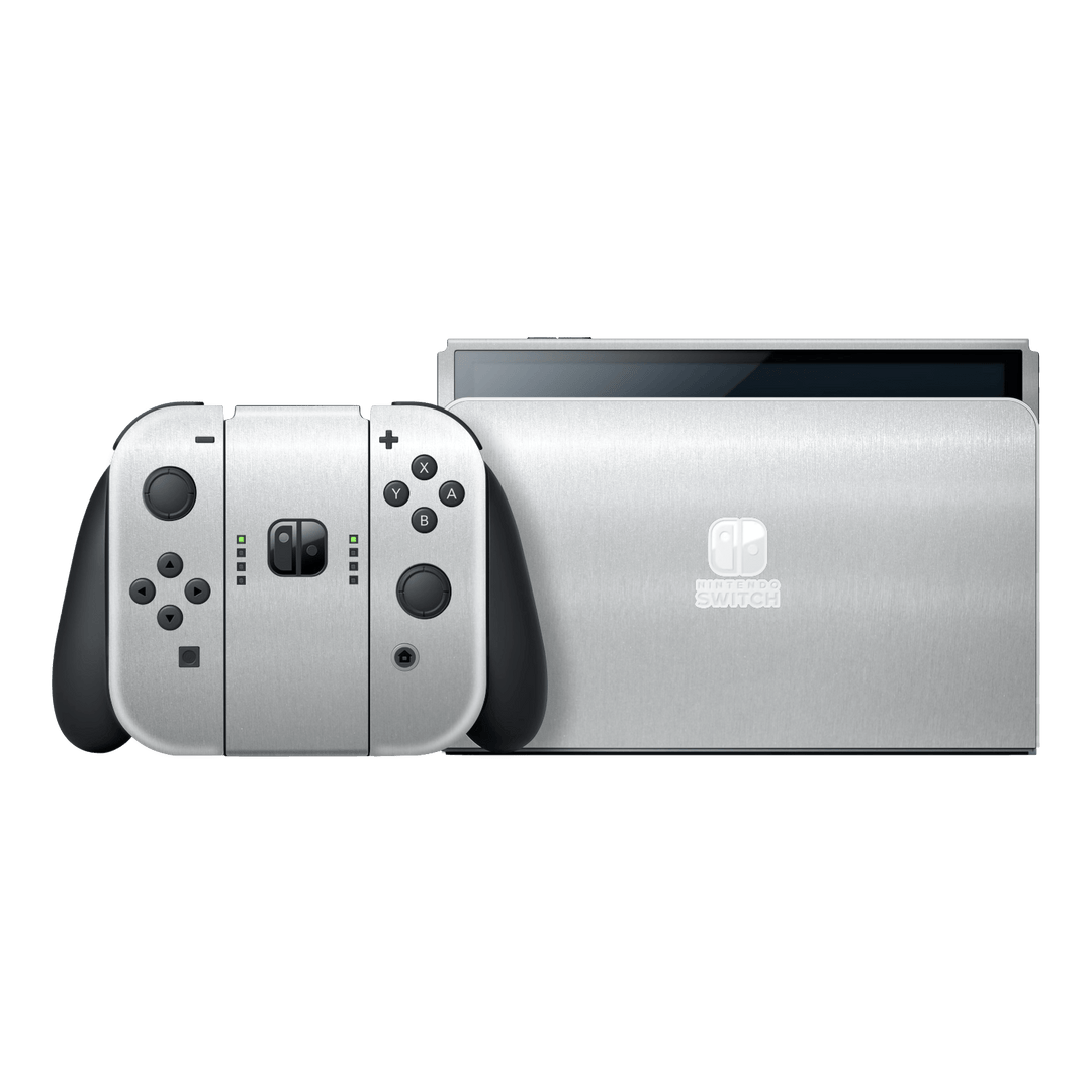 Nintendo Switch OLED Brushed Metal Aluminium Metallic Skin Wrap Sticker Decal Cover Protector by EasySkinz | EasySkinz.com