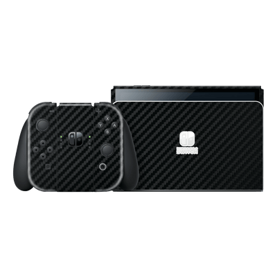 Nintendo Switch OLED 3D Textured CARBON Fibre Skin - BLACK