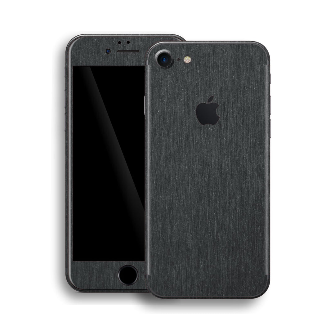 iPhone 8 Brushed Metal BLACK Metallic Skin, Wrap, Decal, Protector, Cover by EasySkinz | EasySkinz.com