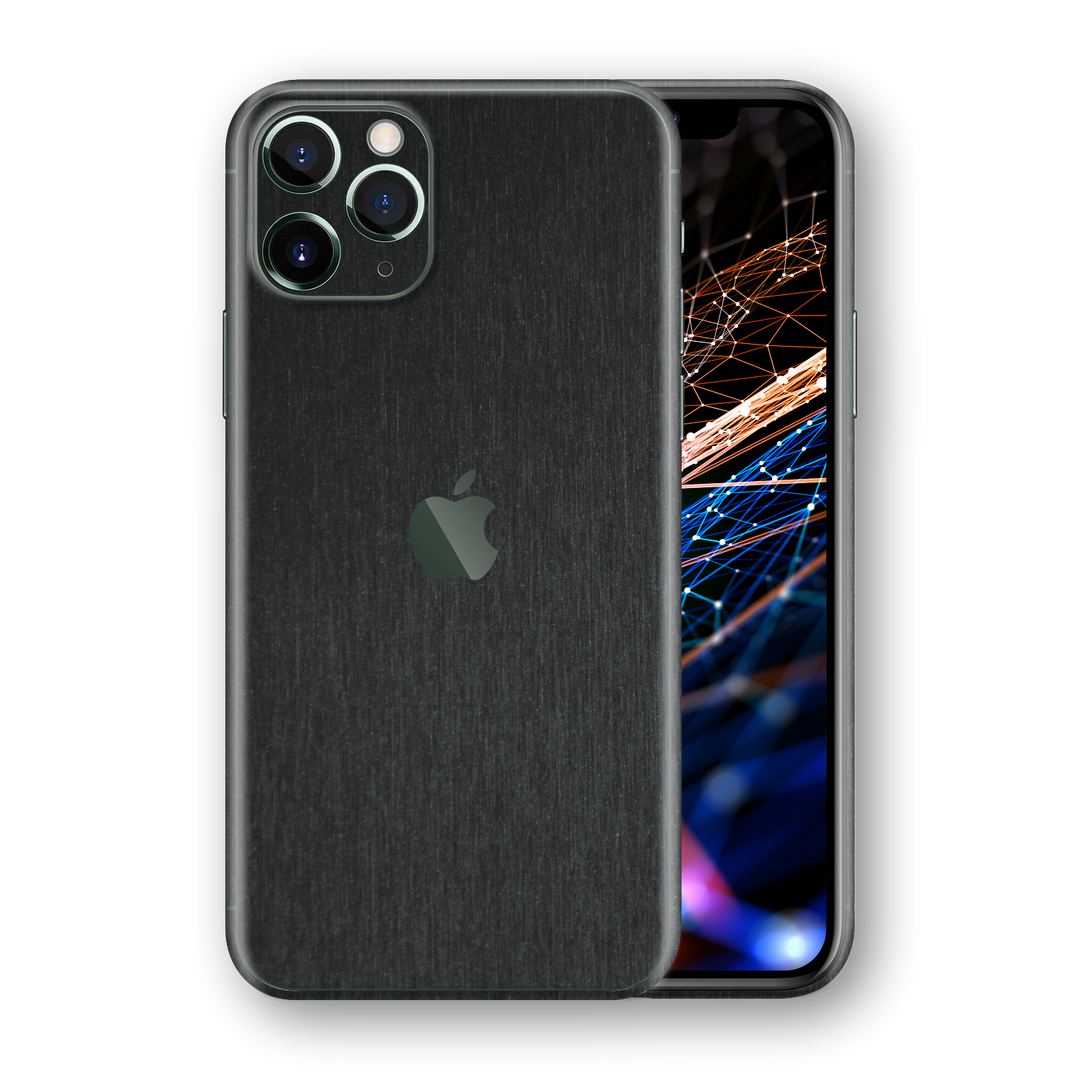 iPhone 11 Pro MAX Brushed Metal BLACK Metallic Skin, Wrap, Decal, Protector, Cover by EasySkinz | EasySkinz.com  Edit alt text