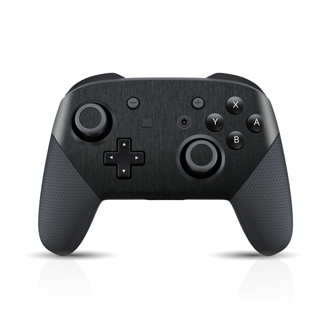 Nintendo Switch Pro CONTROLLER Brushed Black Metallic Skin Wrap Sticker Decal Cover Protector by EasySkinz