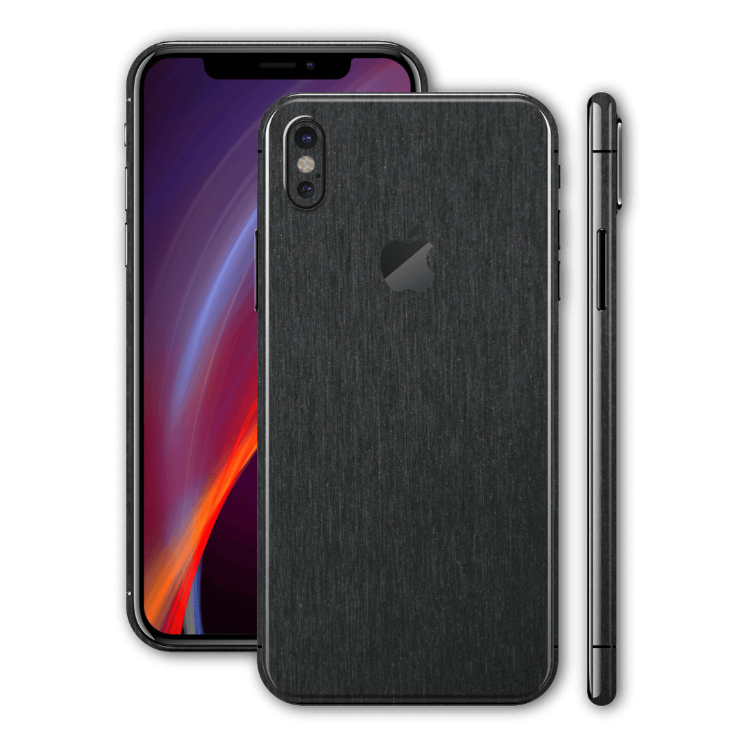 iPhone XS Brushed Metal BLACK Metallic Skin, Wrap, Decal, Protector, Cover by EasySkinz | EasySkinz.com