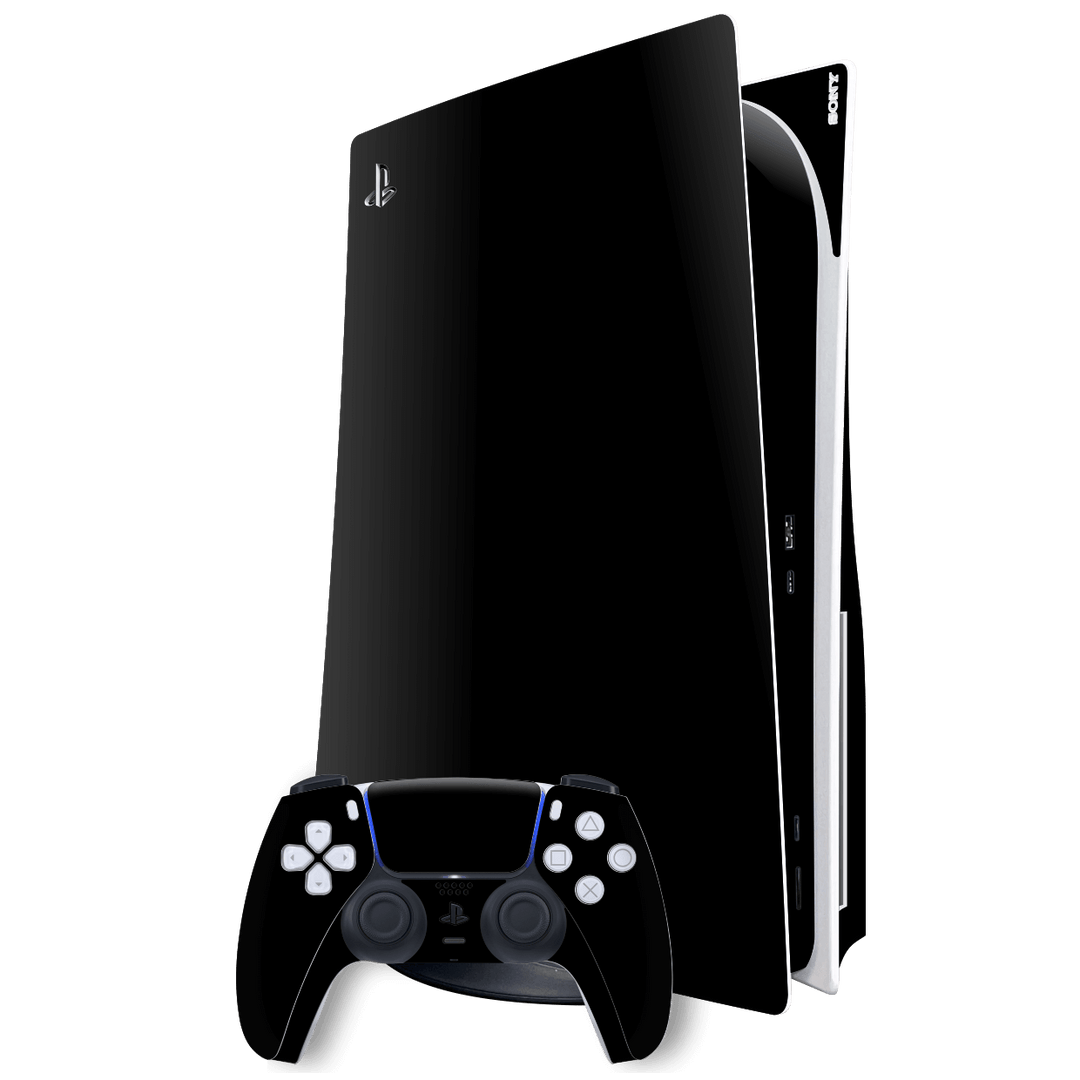 Playstation 5 (PS5) DISC Edition High Gloss Glossy Jet Black Skin Wrap Sticker Decal Cover Protector by EasySkinz | EasySkinz.com