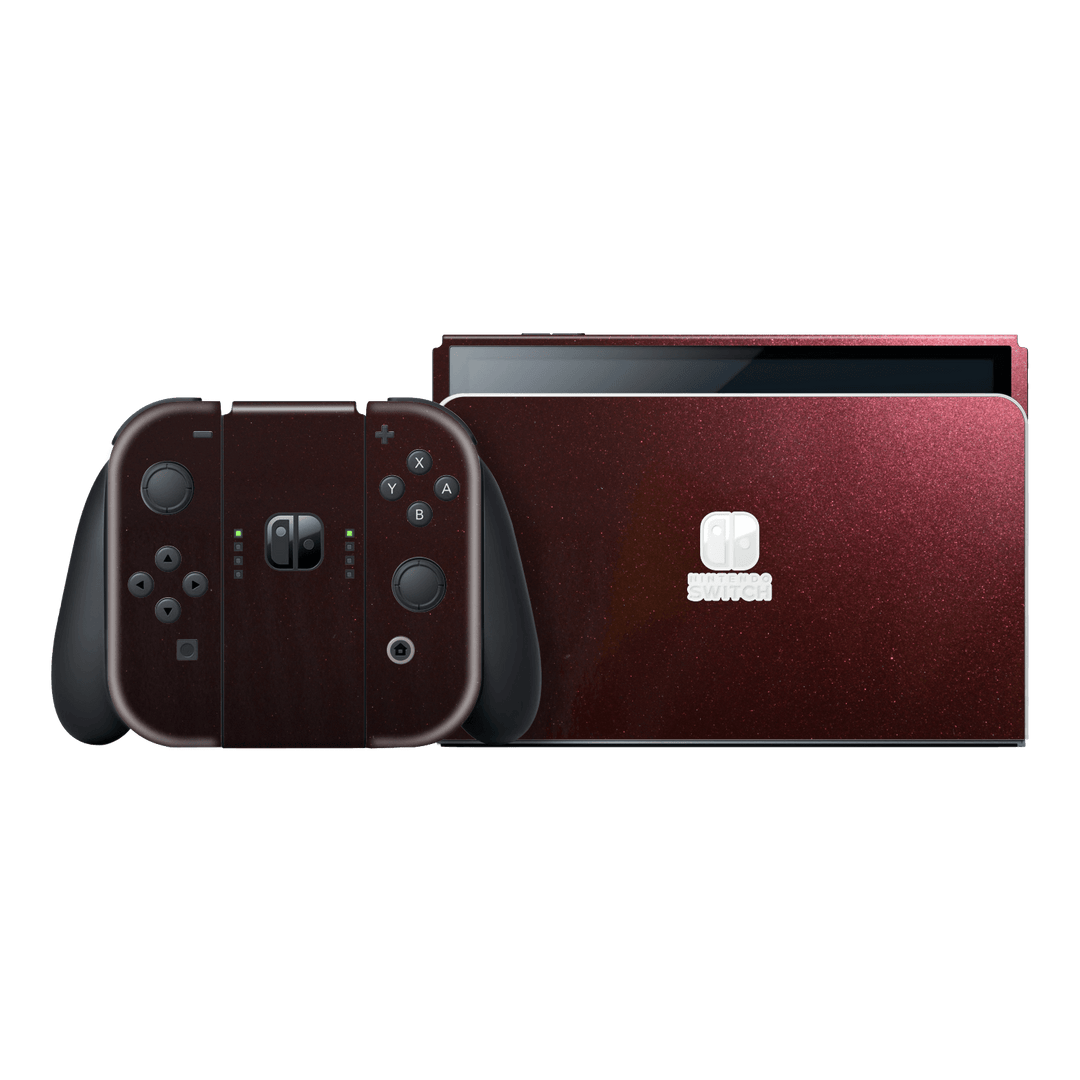 Nintendo Switch OLED Black Rose Metallic Gloss Finish Skin Wrap Sticker Decal Cover Protector by EasySkinz | EasySkinz.com