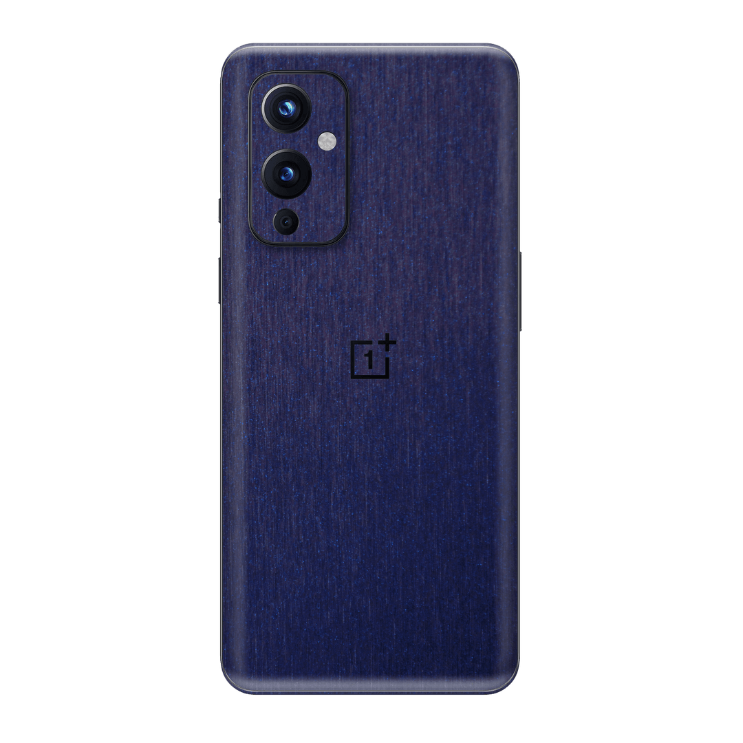 OnePlus 9 Brushed Metal Blue Metallic Skin Wrap Sticker Decal Cover Protector by EasySkinz