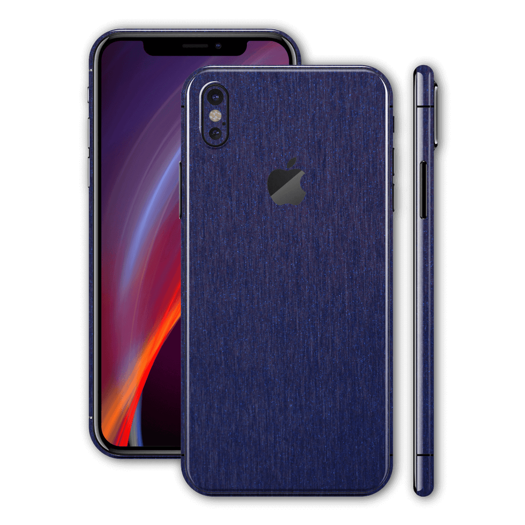 iPhone XS Brushed Metal BLUE Metallic Skin, Wrap, Decal, Protector, Cover by EasySkinz | EasySkinz.com