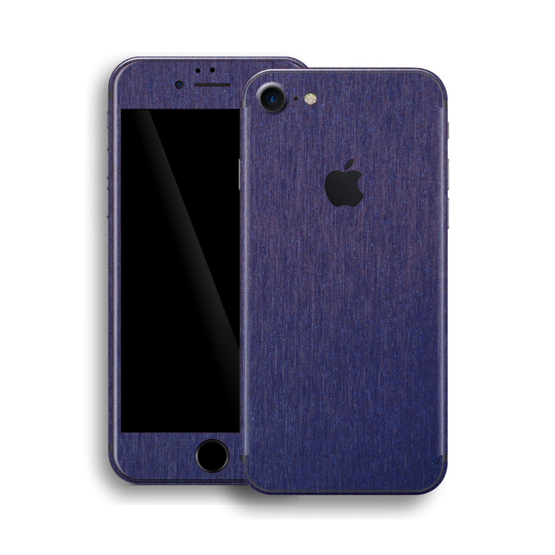 iPhone 8 Brushed Metal BLUE Metallic Skin, Wrap, Decal, Protector, Cover by EasySkinz | EasySkinz.com