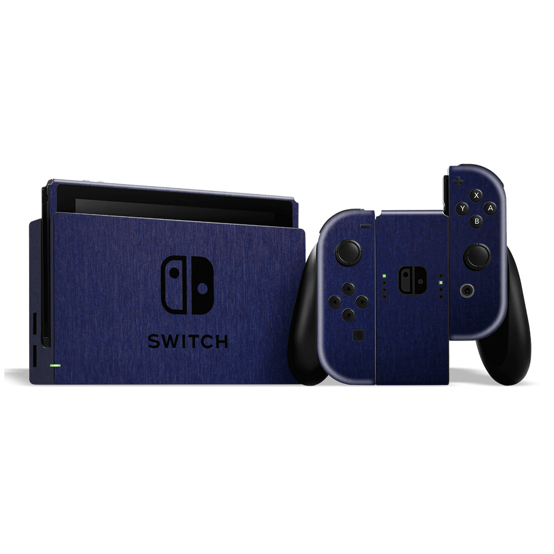 Nintendo SWITCH Brushed Blue Metallic Skin Wrap Sticker Decal Cover Protector by EasySkinz