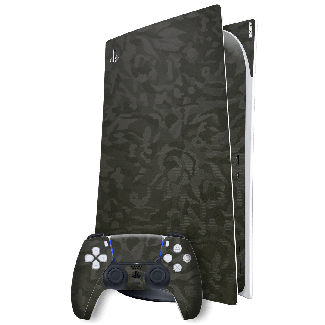 Playstation 5 (PS5) DIGITAL EDITION Luxuria Green 3D Textured Camo Camouflage Skin Wrap Sticker Decal Cover Protector by EasySkinz | EasySkinz.com