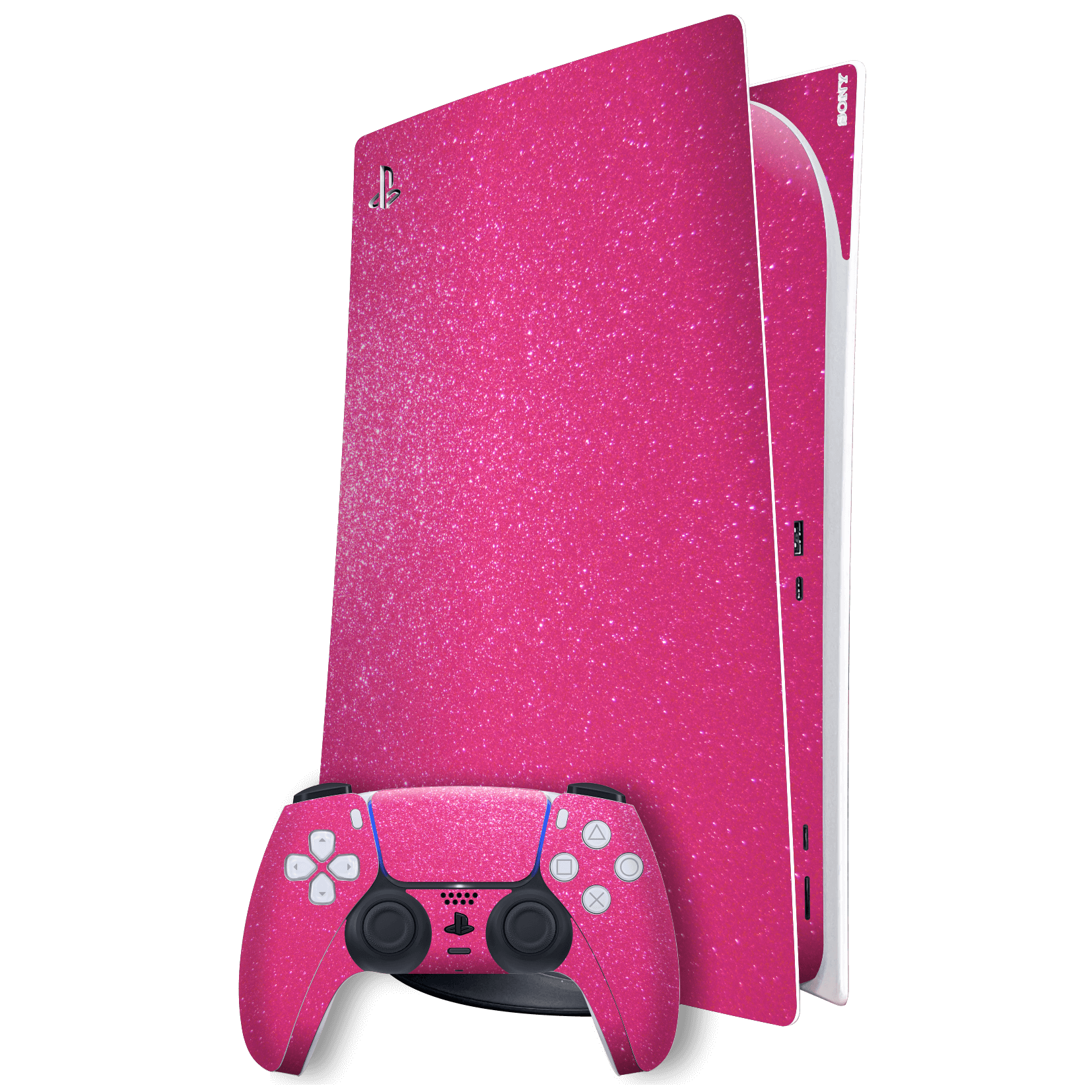Playstation 5 (PS5) DIGITAL EDITION Diamond Candy Magenta Shimmering Sparkling Glitter Skin Wrap Sticker Decal Cover Protector by EasySkinz | EasySkinz.com