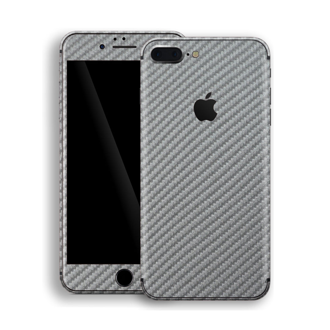 iPhone 8 Plus 3D Textured Grey Carbon Fibre Fiber Skin, Decal, Wrap, Protector, Cover by EasySkinz | EasySkinz.com