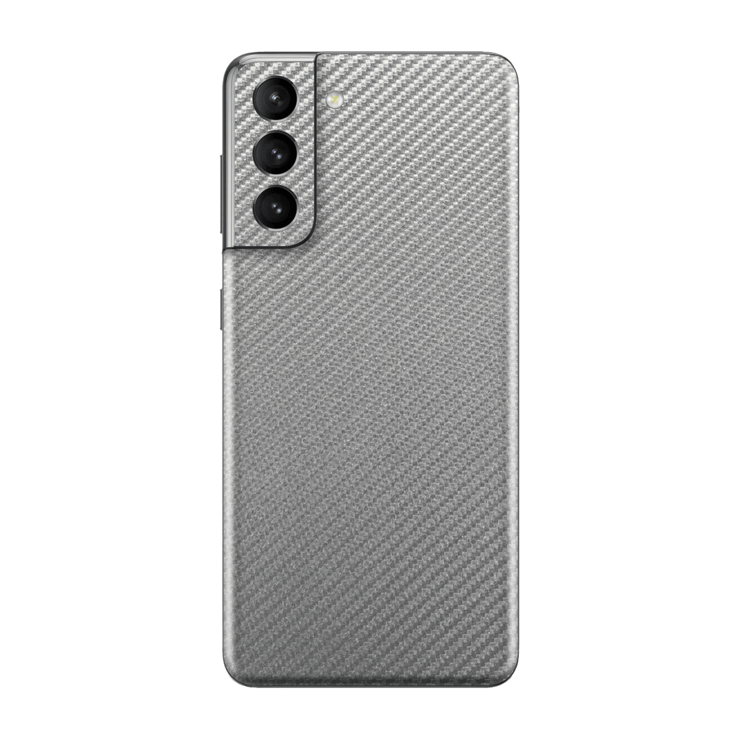 Samsung Galaxy S21+ PLUS Metallic Grey 3D Textured CARBON Fibre Fiber Skin, Wrap, Decal, Protector, Cover by EasySkinz | EasySkinz.com