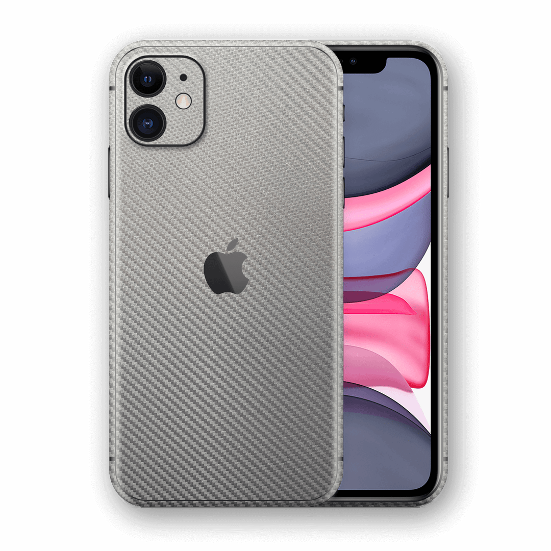 iPhone 11 Metallic Grey 3D Textured CARBON Fibre Fiber Skin, Wrap, Decal, Protector, Cover by EasySkinz | EasySkinz.com