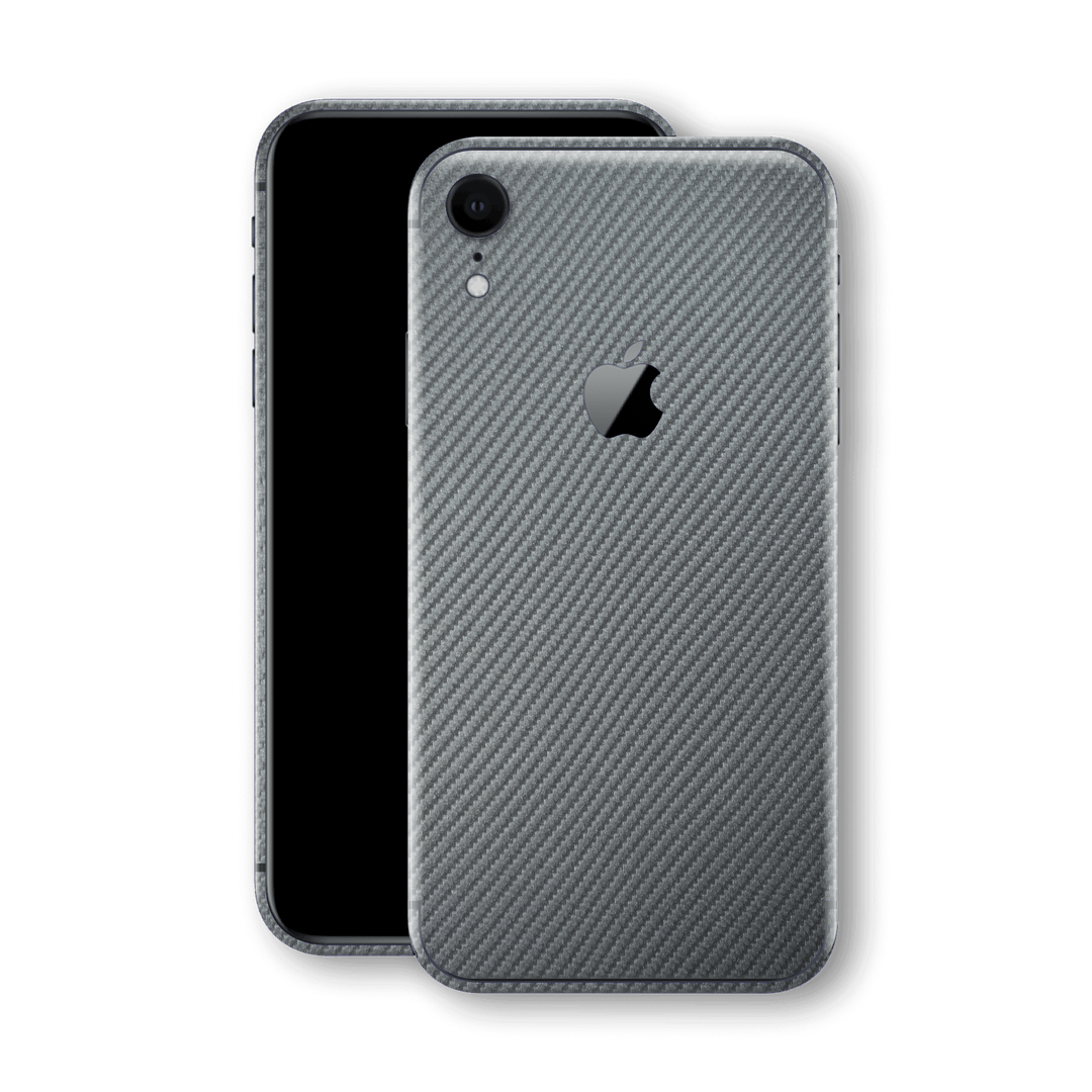 iPhone XR Metallic Grey 3D Textured CARBON Fibre Fiber Skin, Wrap, Decal, Protector, Cover by EasySkinz | EasySkinz.com