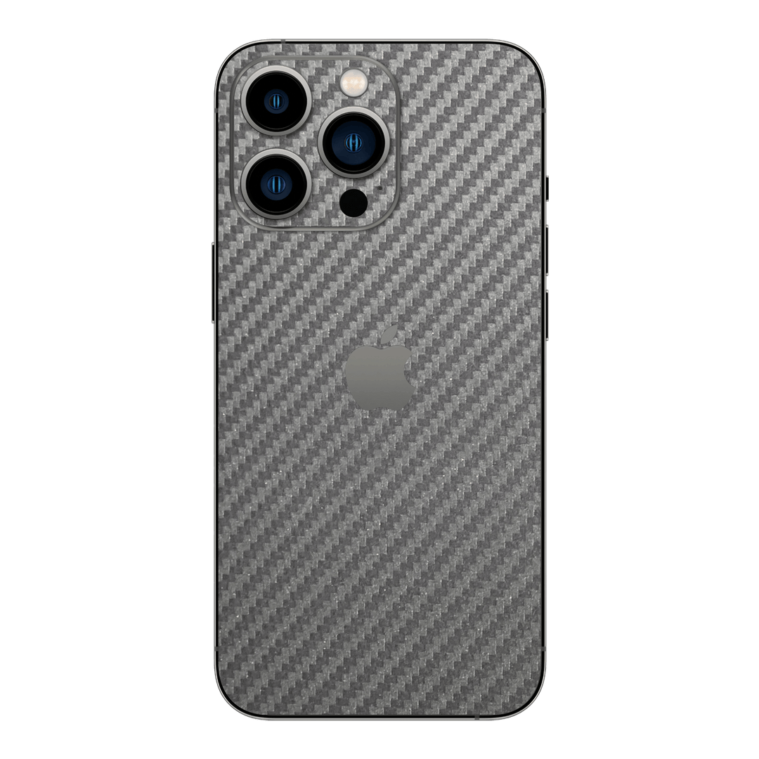 iPhone 13 Pro MAX 3D Textured CARBON Fibre Skin - Metallic Grey - Premium Protective Skin Wrap Sticker Decal Cover by QSKINZ | Qskinz.com