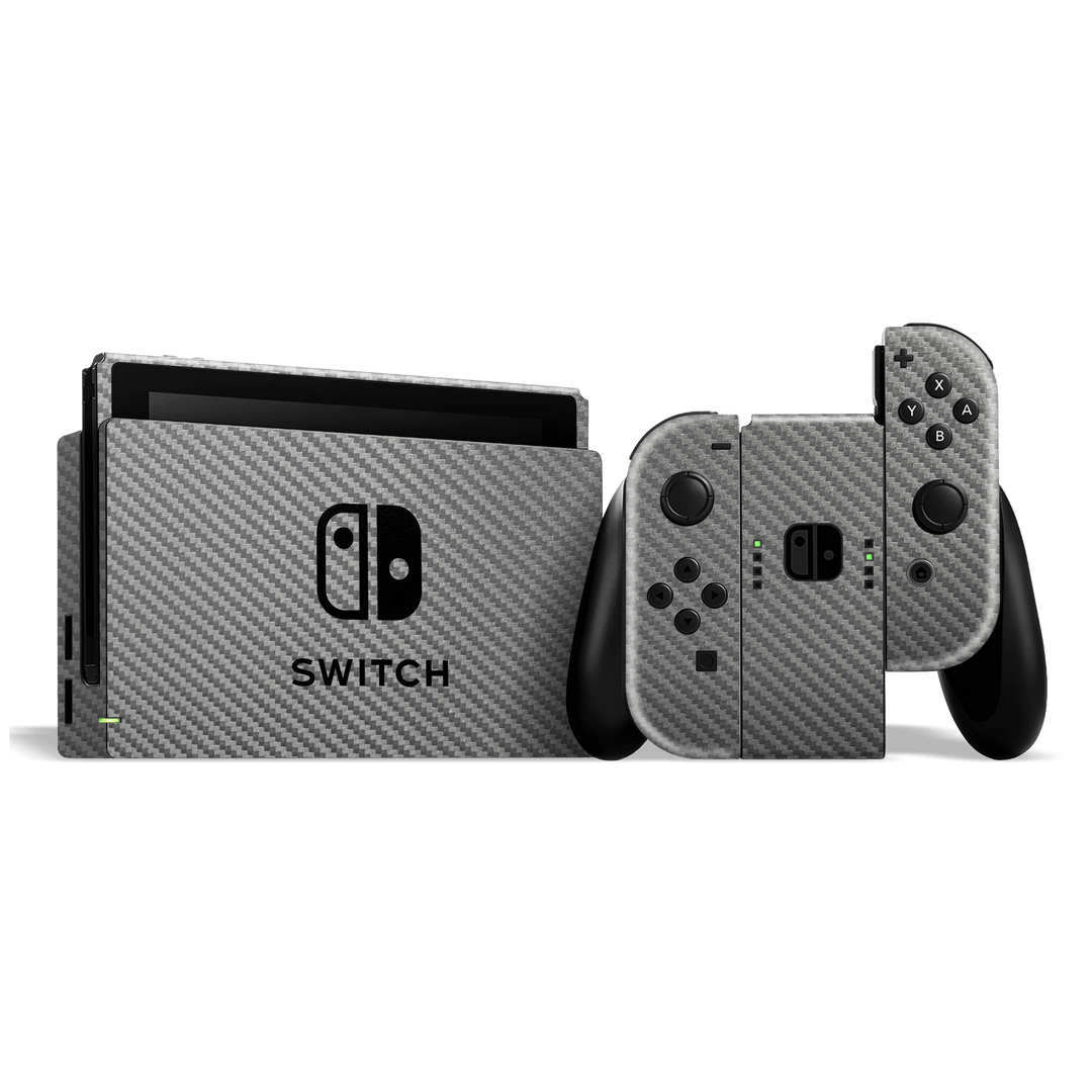 Nintendo SWITCH GREY 3D Textured CARBON Fibre Fiber Skin Wrap Sticker Decal Cover Protector by EasySkinz