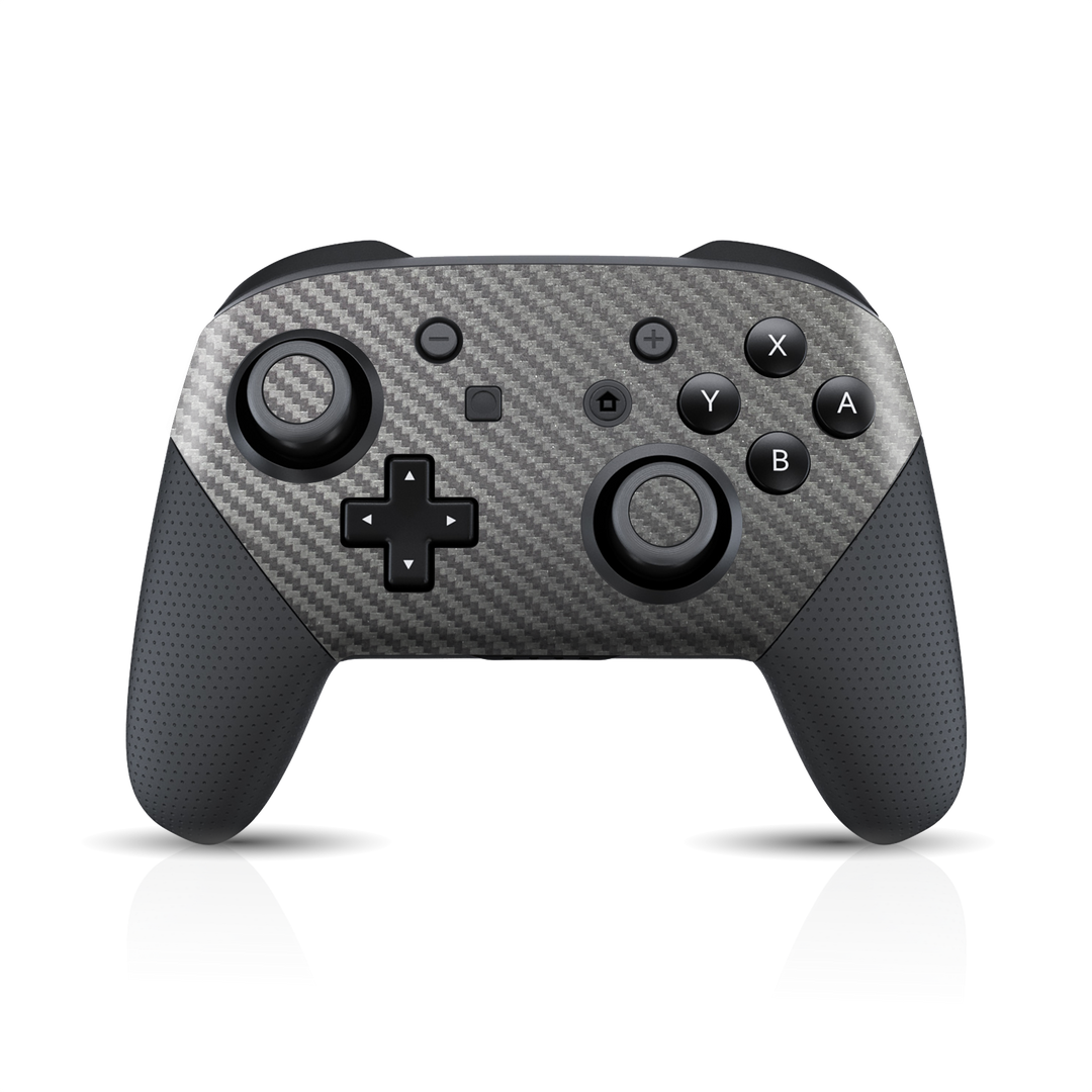 Nintendo Switch Pro CONTROLLER Grey 3D Textured CARBON Fibre Fiber Skin Wrap Sticker Decal Cover Protector by EasySkinz