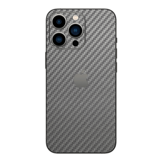 iPhone 14 Pro MAX 3D Textured CARBON Fibre Skin - Metallic Grey - Premium Protective Skin Wrap Sticker Decal Cover by QSKINZ | Qskinz.com