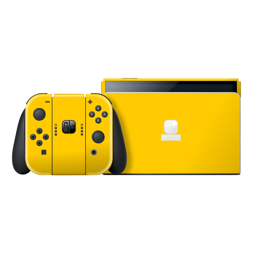 Nintendo Switch OLED Gloss Golden Yellow Skin Wrap Sticker Decal Cover Protector by EasySkinz | EasySkinz.com