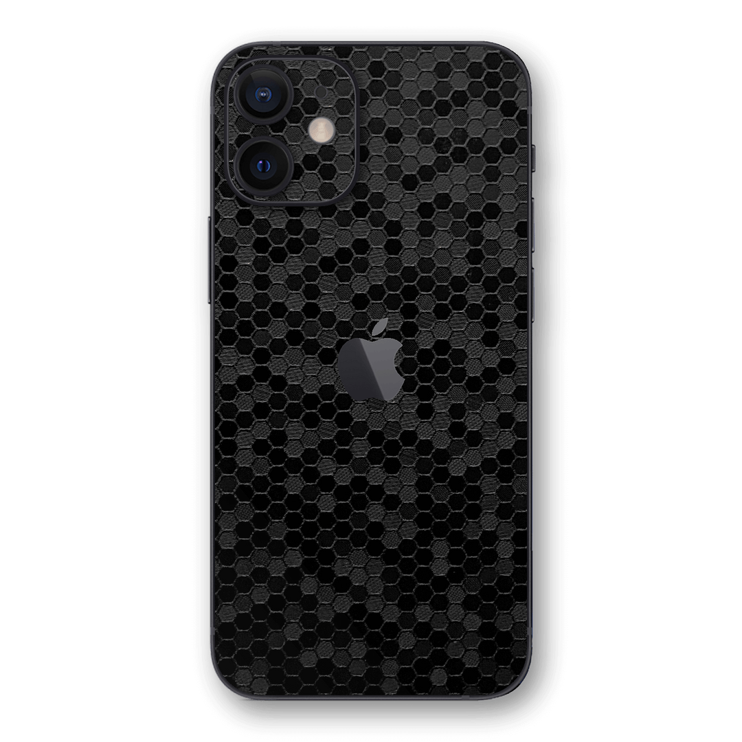 iPhone 12 LUXURIA BLACK HONEYCOMB 3D TEXTURED Skin - Premium Protective Skin Wrap Sticker Decal Cover by QSKINZ | Qskinz.com