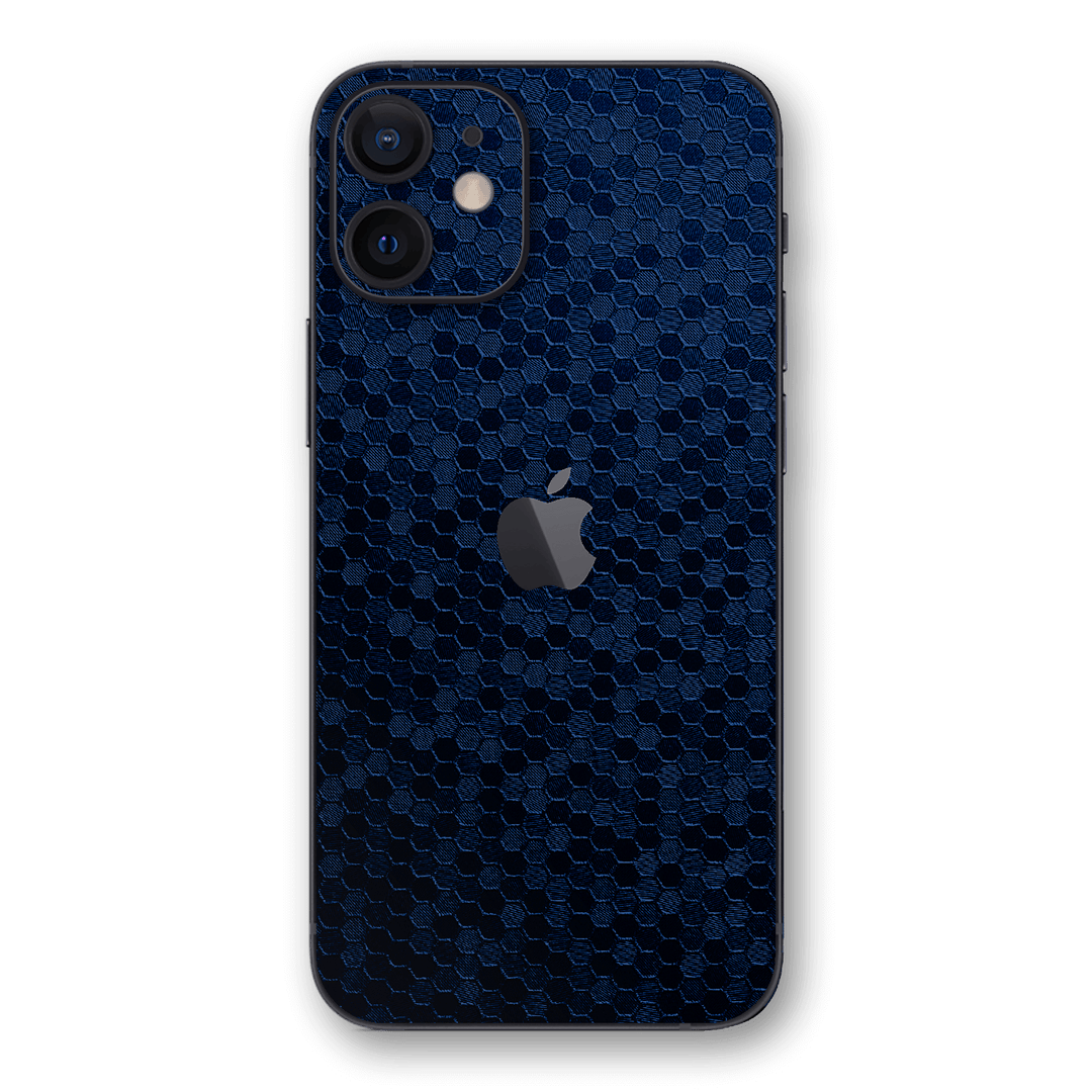 iPhone 12 LUXURIA Navy Blue HONEYCOMB 3D TEXTURED Skin - Premium Protective Skin Wrap Sticker Decal Cover by QSKINZ | Qskinz.com