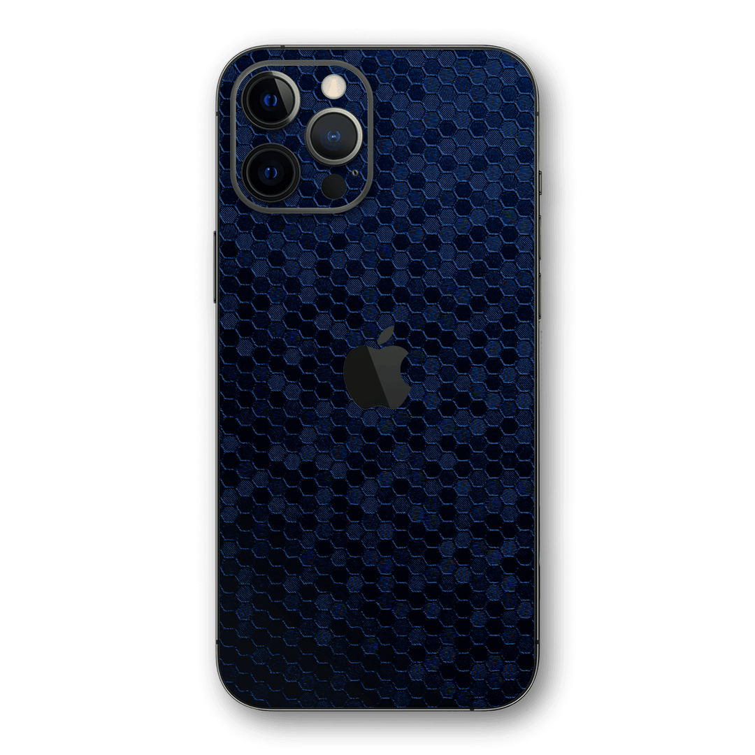 iPhone 12 Pro MAX LUXURIA Navy Blue HONEYCOMB 3D TEXTURED Skin - Premium Protective Skin Wrap Sticker Decal Cover by QSKINZ | Qskinz.com