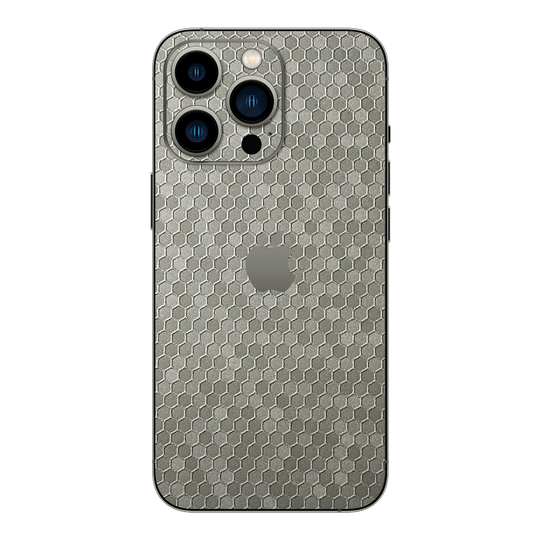 iPhone 14 PRO LUXURIA SILVER HONEYCOMB 3D TEXTURED Skin - Premium Protective Skin Wrap Sticker Decal Cover by QSKINZ | Qskinz.com