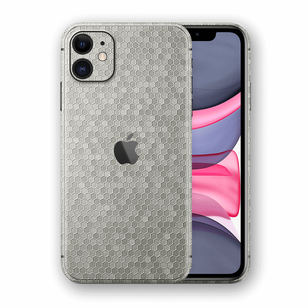 iPhone 11 SILVER Honeycomb 3D Textured Skin Wrap Sticker Decal Cover Protector by EasySkinz