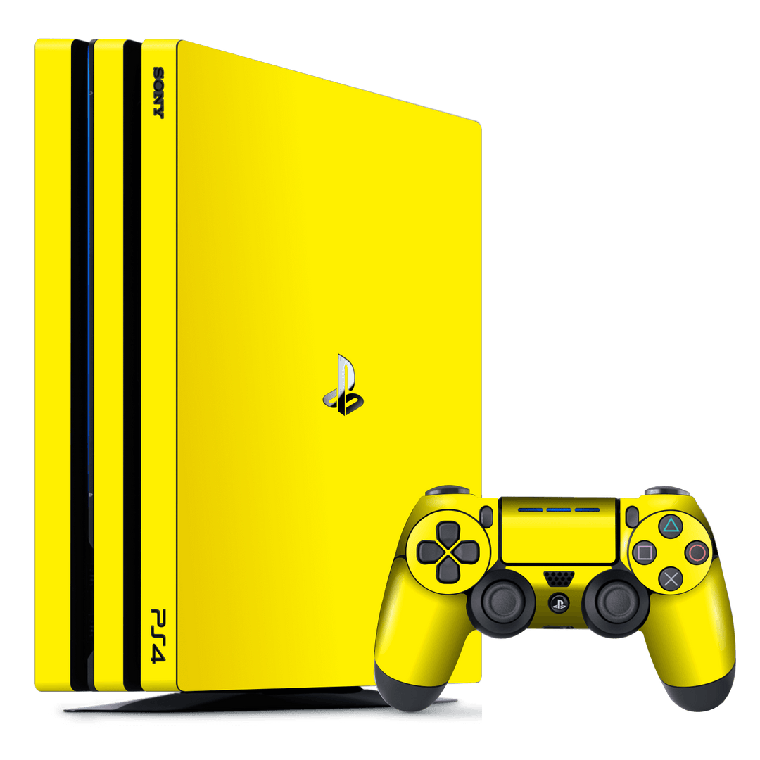 Playstation 4 PRO PS4 PRO Glossy Lemon Yellow Skin Wrap Decal by EasySkinz