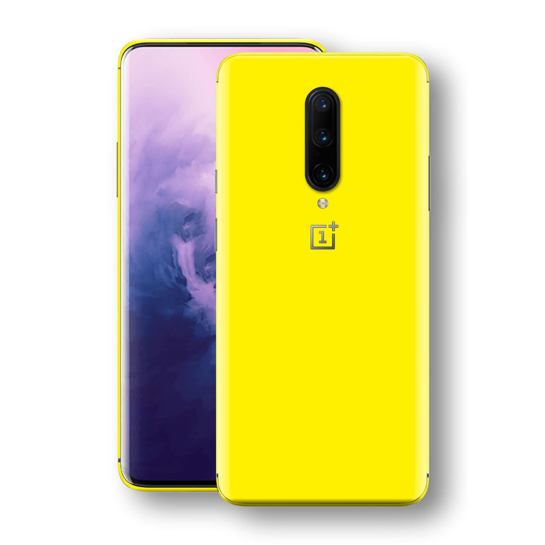 OnePlus 7 PRO Lemon Yellow Glossy Gloss Finish Skin, Decal, Wrap, Protector, Cover by EasySkinz | EasySkinz.com