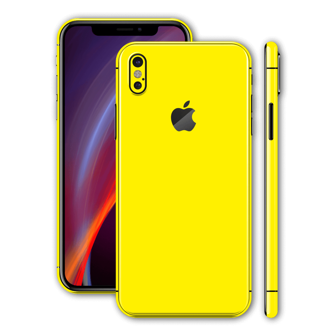 iPhone XS Glossy Lemon Yellow Skin, Wrap, Decal, Protector, Cover by EasySkinz | EasySkinz.com