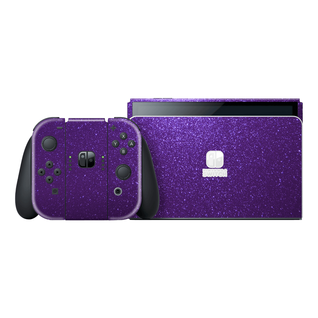 Nintendo Switch OLED Diamond Purple Shimmering Sparkling Glitter Skin Wrap Sticker Decal Cover Protector by EasySkinz | EasySkinz.com