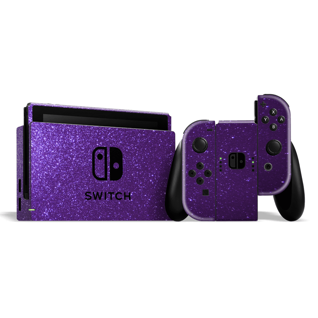 Nintendo SWITCH Diamond PURPLE Glitter Shimmering Skin Wrap Sticker Decal Cover Protector by EasySkinz