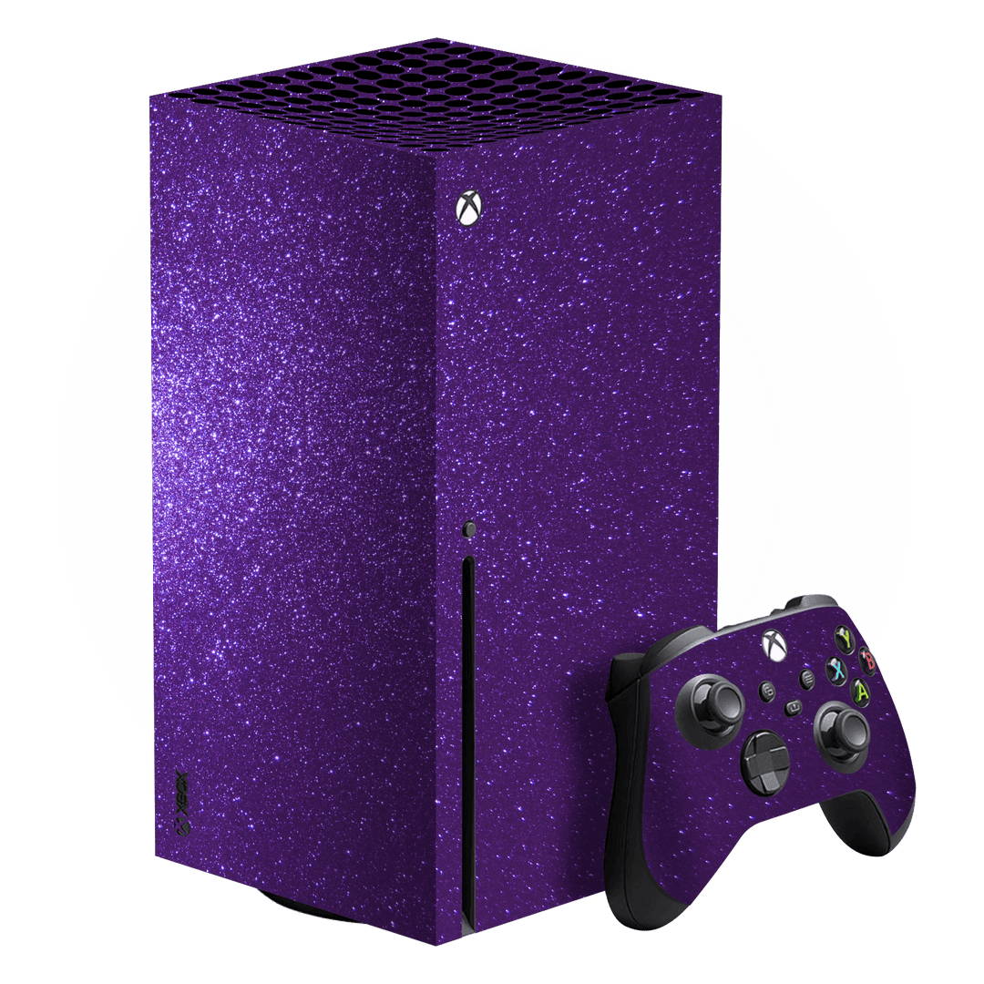 XBOX Series X Diamond PURPLE Shimmering, Sparkling, Glitter Skin, Wrap, Decal, Protector, Cover by EasySkinz | EasySkinz.com