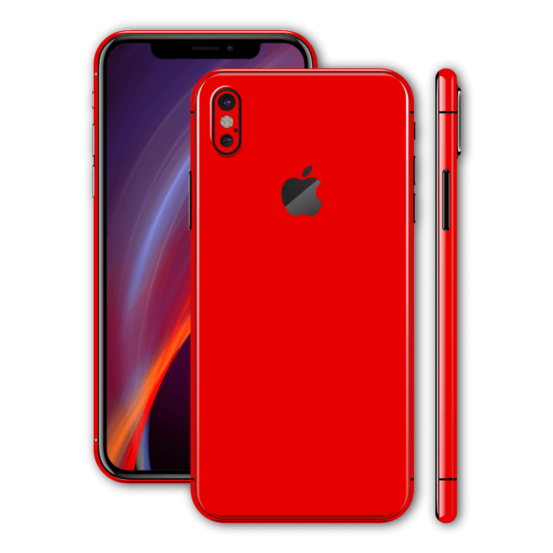 iPhone XS Glossy Bright Red Skin, Wrap, Decal, Protector, Cover by EasySkinz | EasySkinz.com