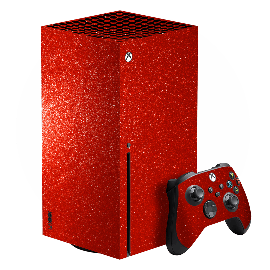 XBOX Series X Diamond RED Shimmering, Sparkling, Glitter Skin, Wrap, Decal, Protector, Cover by EasySkinz | EasySkinz.com