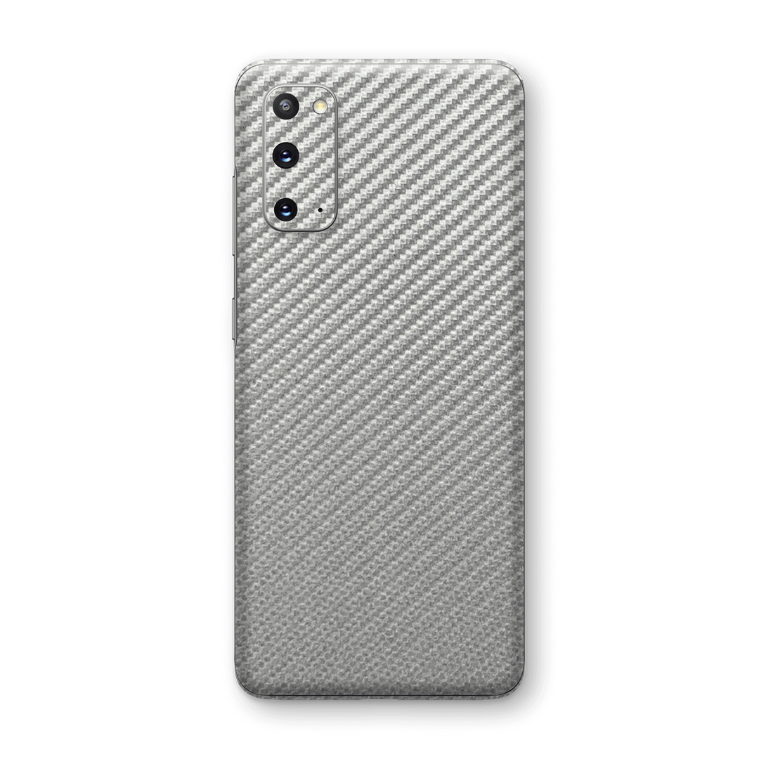 Samsung Galaxy S20 3D Textured Metallic Grey Carbon Fibre Fiber Skin Wrap Sticker Decal Cover Protector by EasySkinz