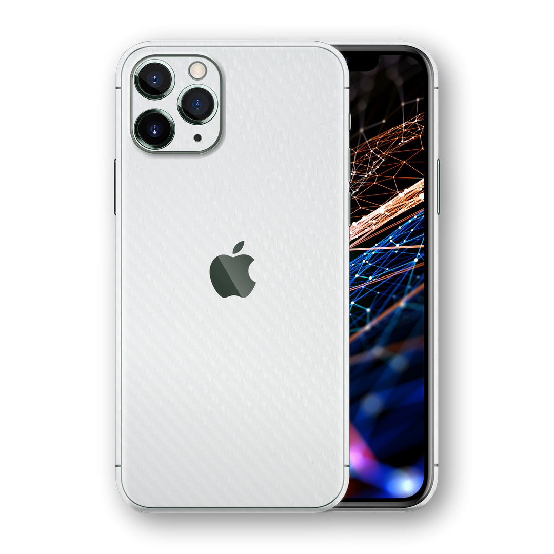 iPhone 11 Pro MAX White 3D Textured CARBON Fibre Fiber Skin, Wrap, Decal, Protector, Cover by EasySkinz | EasySkinz.com  Edit alt text