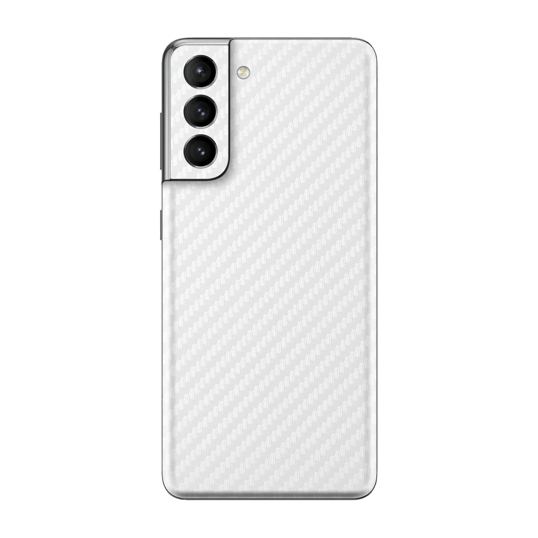 Samsung Galaxy S21+ PLUS White 3D Textured CARBON Fibre Fiber Skin, Wrap, Decal, Protector, Cover by EasySkinz | EasySkinz.com