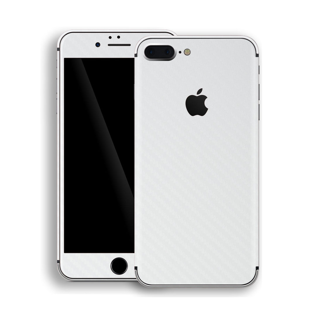 iPhone 8 Plus 3D Textured White Carbon Fibre Fiber Skin, Decal, Wrap, Protector, Cover by EasySkinz | EasySkinz.com