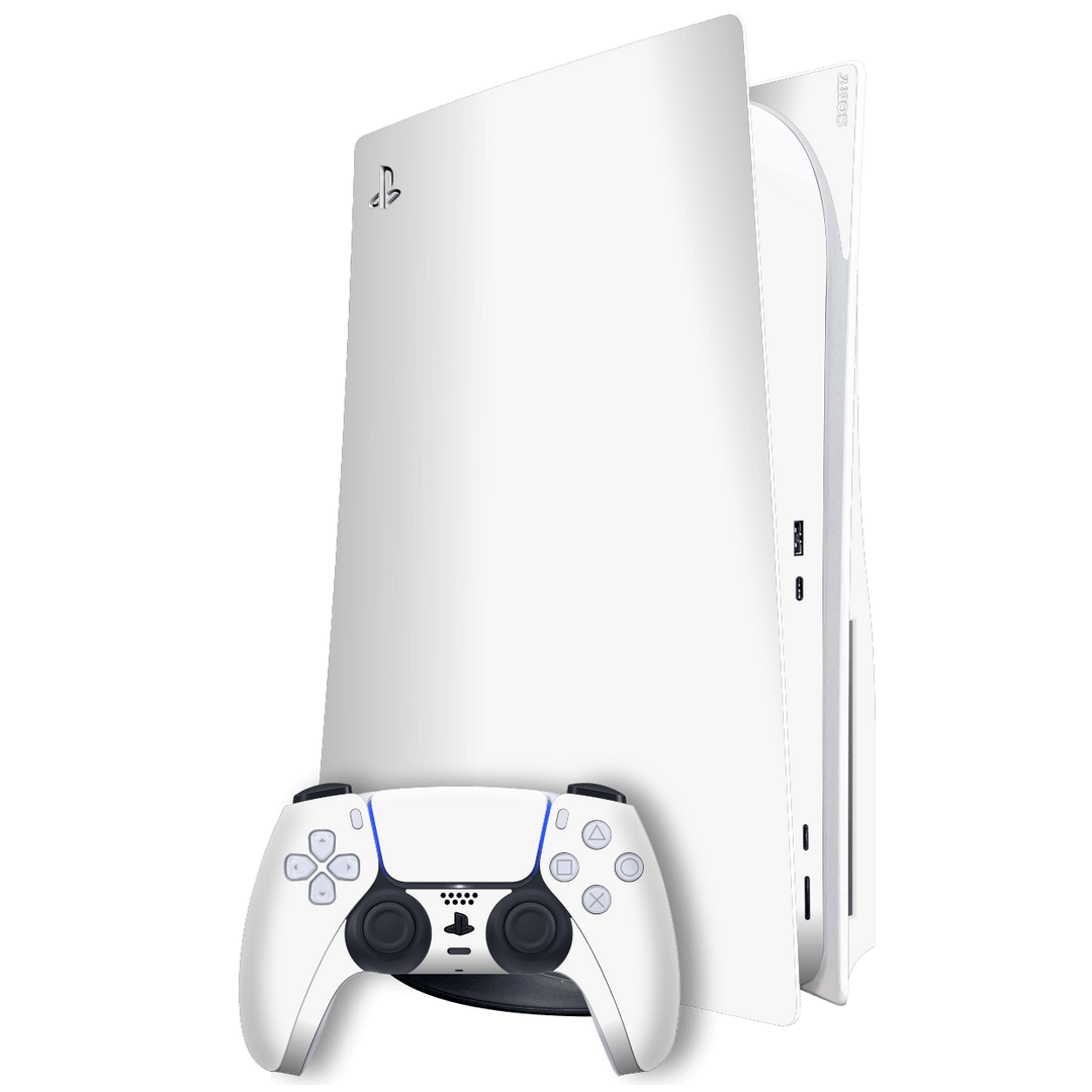 Playstation 5 (PS5) DISC Edition Gloss Glossy Jet White Skin Wrap Sticker Decal Cover Protector by EasySkinz | EasySkinz.com